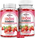 Iron Gumies - s kalcij, cink, Folat & Vitamin B12, C, B6 za odrasle in otroke - Blood Builder & Energy Support for Iron Deficiency, Anemija, Vegan - 2 Pack Jagodna aroma,60 Gumies
