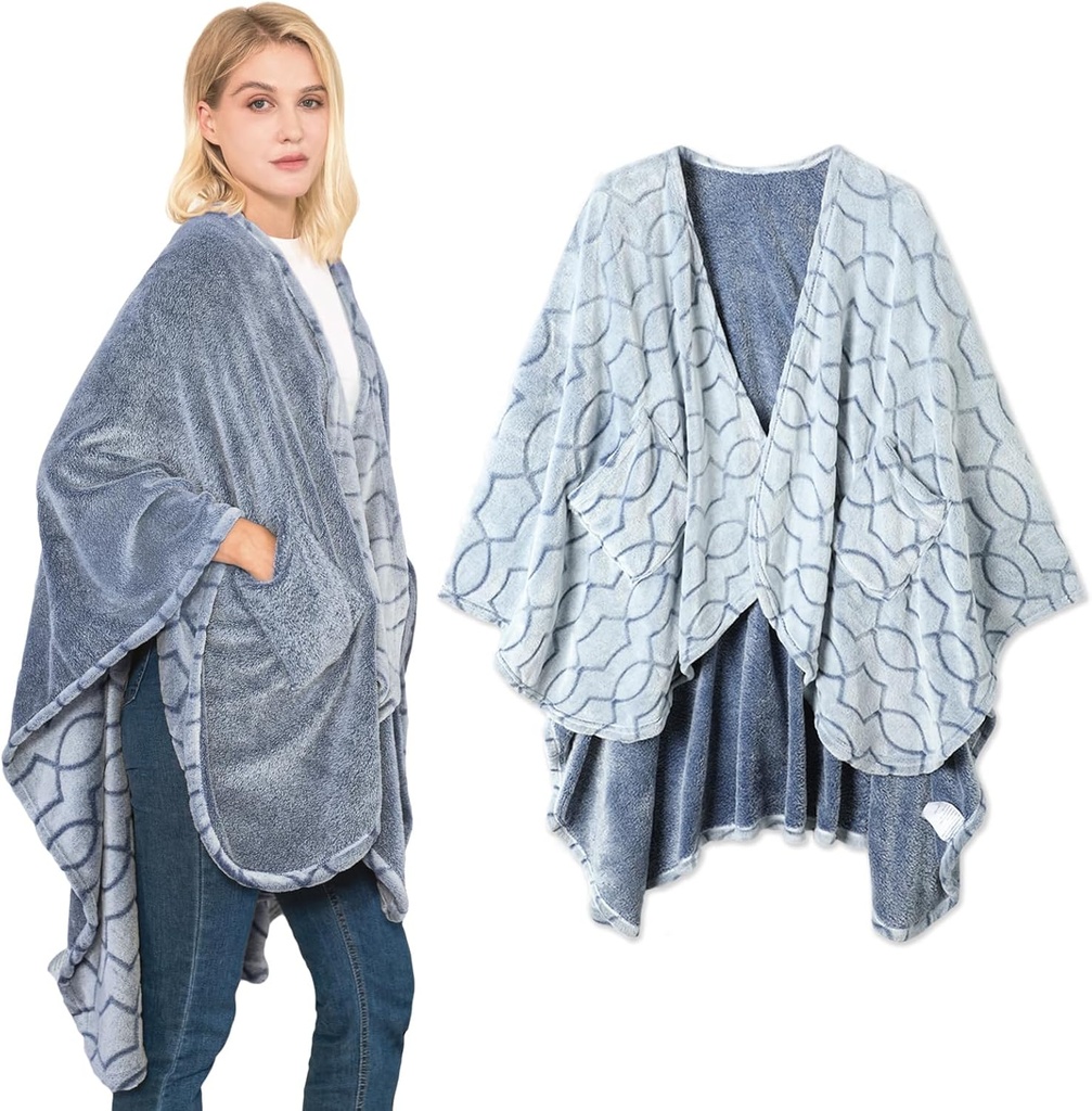Bcareseld dvojno Sided Nositi Blaket Ultra mehko Flannel Shawl Blaket, Obrnljiva Odeja, z žepek, za ženske in moške