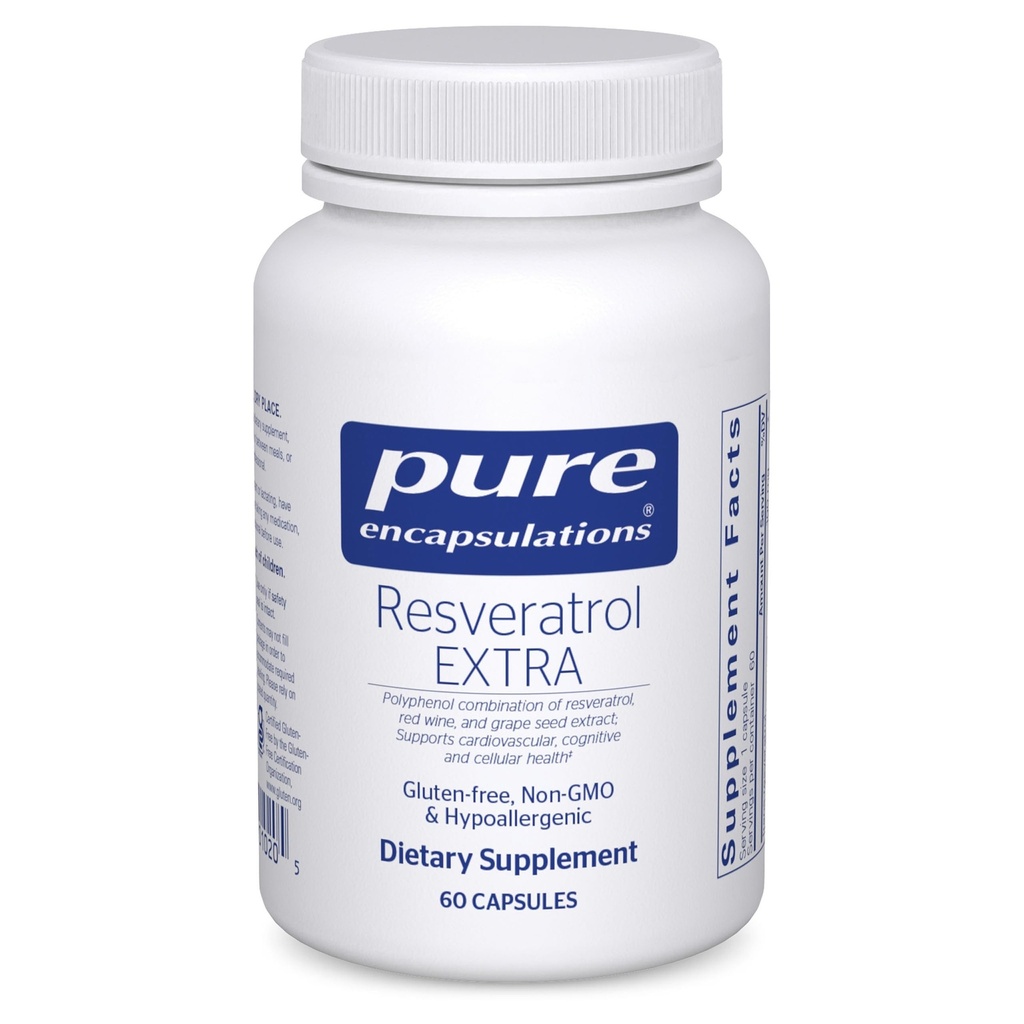 Čiste enkapsulacije Resveratrol EXTRA - 100 mg Trans- resveratrol - za zdravo celično in kardiovaskularno funkcijo* - dodatek antioksidantov - brez GMO & glutena - 60 kapsul