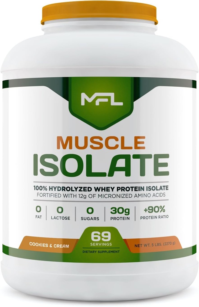 MFL 100% izolat Protein l 30g proteina l 12g Aminokisline l Keto Prijazno l Nizki ogljikovi hidrati l 5 lbs. (piškotki in krema)