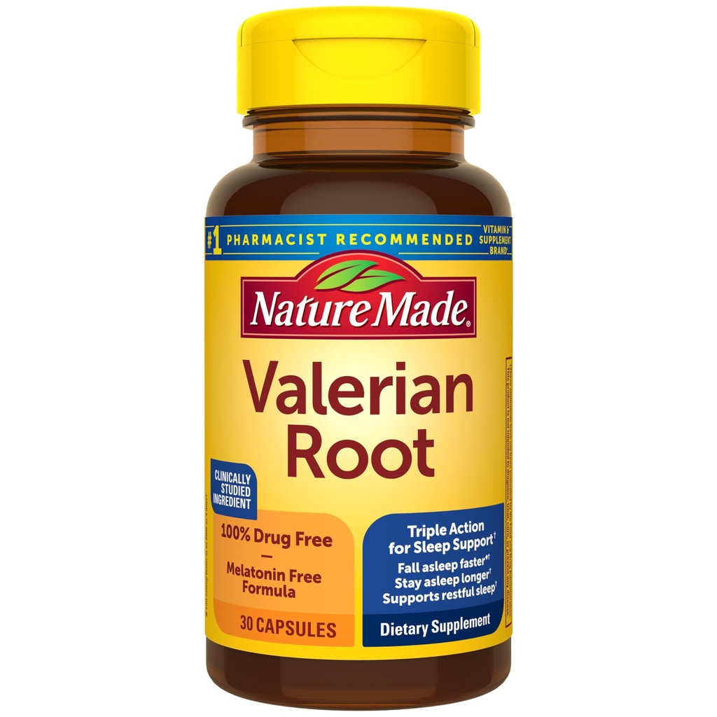 Narava narejena Valerian Root za podporo spanju, Melatonin Brezplačna pomoč za spanje za odrasle, 30 Valerian Root Kapsules, 30 dnevna dobava
