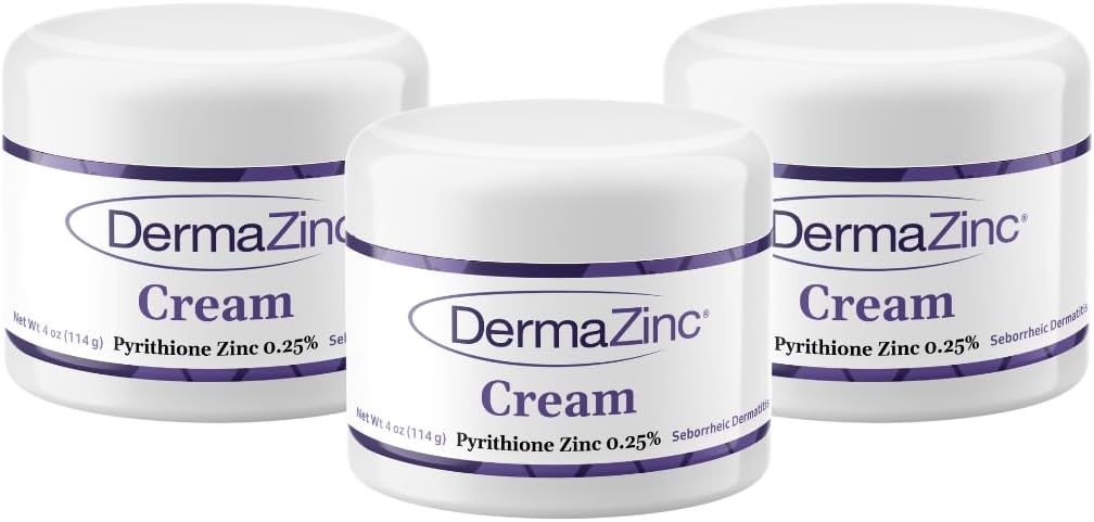 Krema za zdravljenje DermaZinc, cinkova krema za kožo, kožni displayReliefCream za psoriazo, dermatitis, ekcem in drugo stanje kože (3 pakiranja)