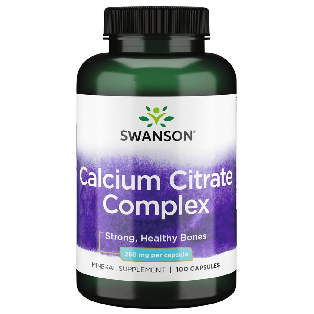 Swanson Kalcijev citrat Kompleksna kostna mišica Živec zdravje Podpora krvnemu tlaku Mineral Supplement 250 mg Kalcij (iz citrata in karbonata) 100 kapsul