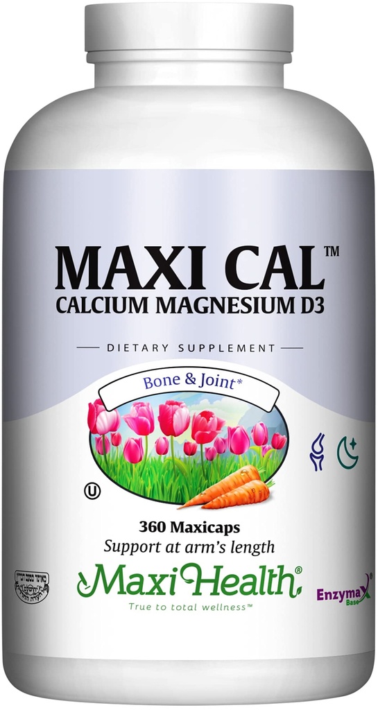 Maxi Health Calcium 1000 mg dodatek z vitaminoma D3 (1000 i.e.) in magnezijem (500 mg) – podpora za kosti, zobe in sklepe za moške in ženske – 360 kapsul – Maxi Cal