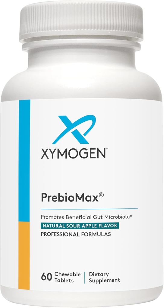 XYMOGEN PrebioMax Prebiotic Fiber Supplement - Xylooligosaharidi (XOS) za pomoč ohraniti prebavno zdravje + podpora zdrave mikrobialne aktivnosti v GI Tract - Sour Apple (60 žvečljive tablete)