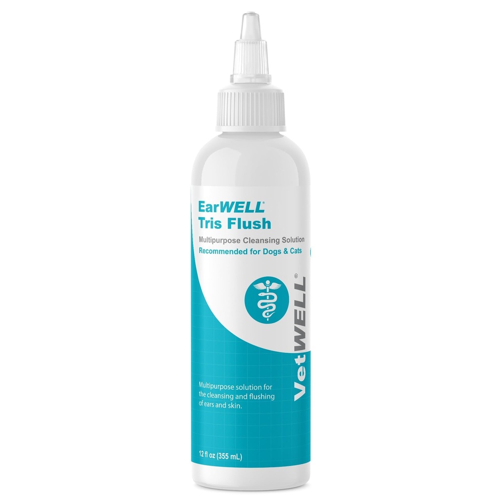VetWELL pasji čistilec za ušesa rešitev in zdravljenje okužb za pse in mačke, Tris Otic Cleanser kapljice pomaga odpraviti Odor in lajšanje okužb - 12oz