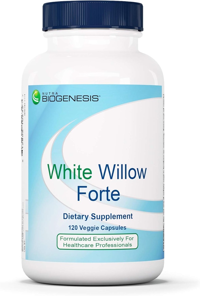 Nutra BioGenesis White Willow Forte - Bela Willow Bark Kapsule za digestivno podporo z Boswellia, Kurkurja, Ginger & Bromelain, zeliščna mešanica - 120 Veganskih kapsul