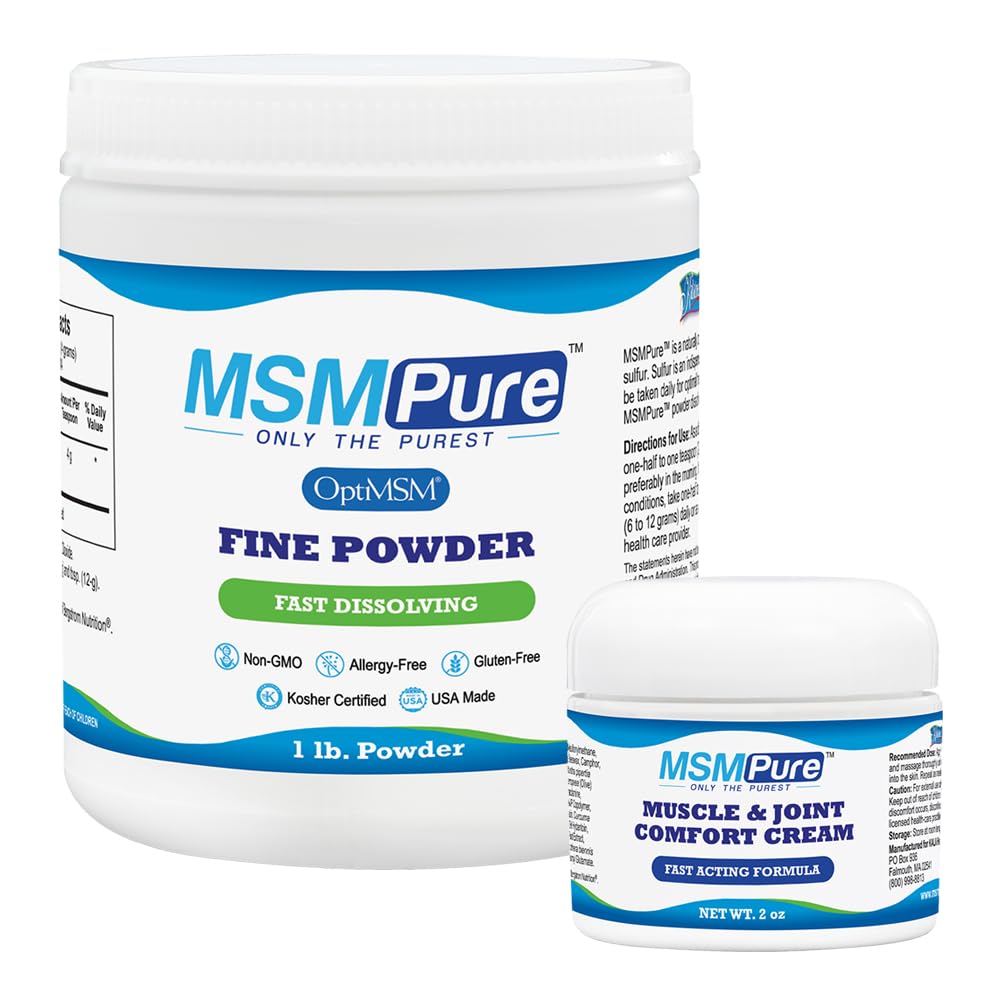 KALA ZDRAVSTVENI MSMMPUR Fine Powder 1lb in mišice & skupni krema 2oz