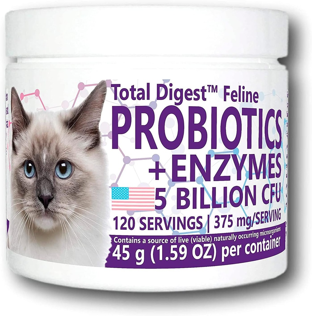 Skupaj DigestTM Feline probiotiki in encimi, Vse-naravni prebavni sistem Prehranska dopolnila Formula za mačke (120 Serving)