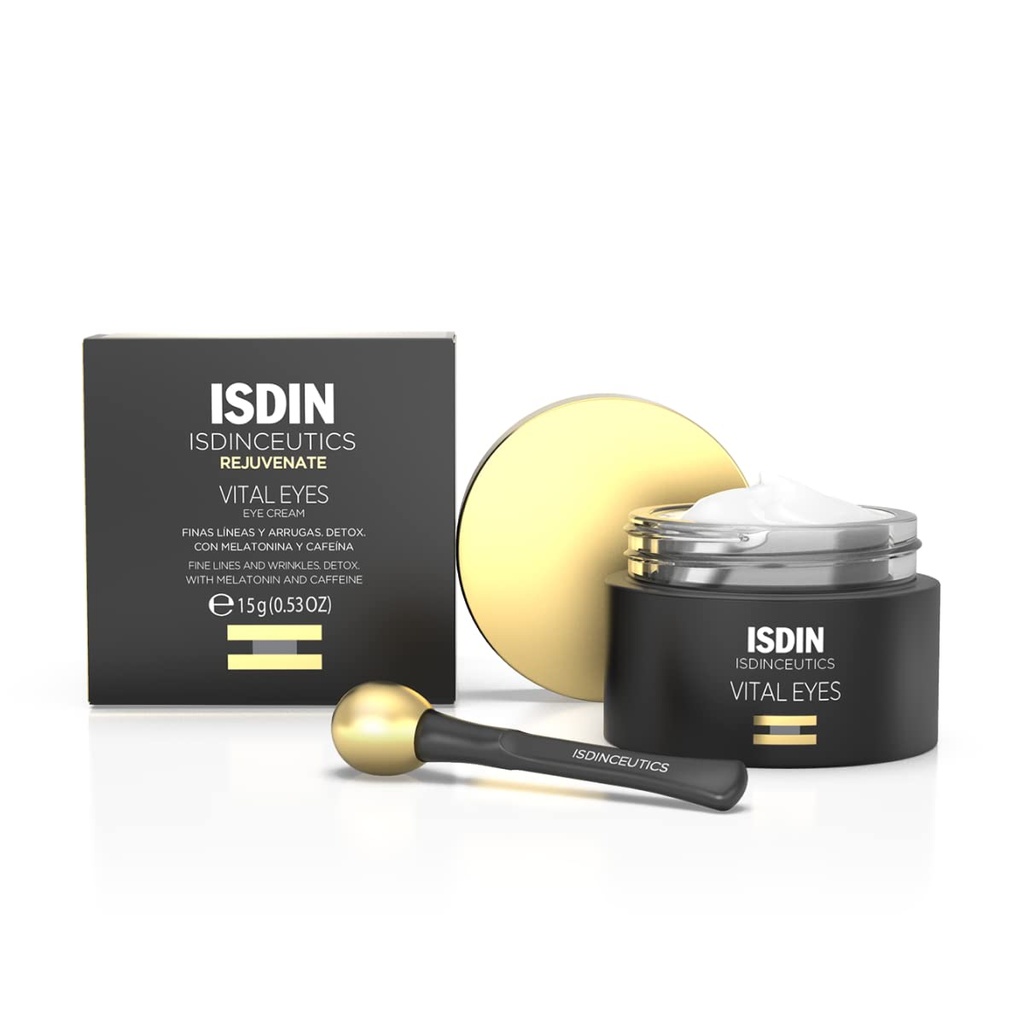 ISDIN Isinceutics Vital Eyes - krema za nočno oko za gube, oblikovana z melatoninom, hladilnik vključuje