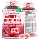 Metilirani multivitamin za ženske Gumije, kalcij, D3 K2, metilfolat & B12, inozitol, dnevni vitamin A, C, E, B kompleks, biotin, železo - energija, imuno, kosti, koža, lasje - Vegan, sladkor brez, 60 števk