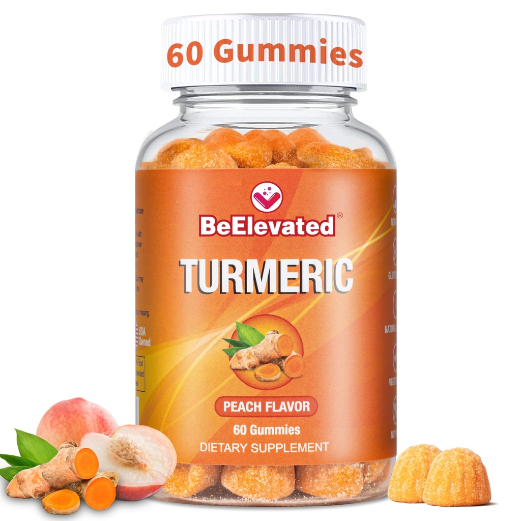 Curcumin Kurkumin Gummies – ekstra moč 2000mg 8:1 Ekstrakt Kurkuma dodatek Gummies s črnim poprom & Ginger – Vegan non-GMO skupno podporo žvečenje – Breskova aroma, 60 Count