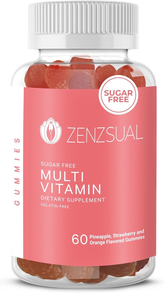 ZENZSUAL multivitaminske žvečilke – prehranska dopolnila za odrasle z vitaminom C, biotin, cink - okusno, brez sladkorja, želatina brez imunske podpore Gumies for Daily Wellness (60 arome gumies)