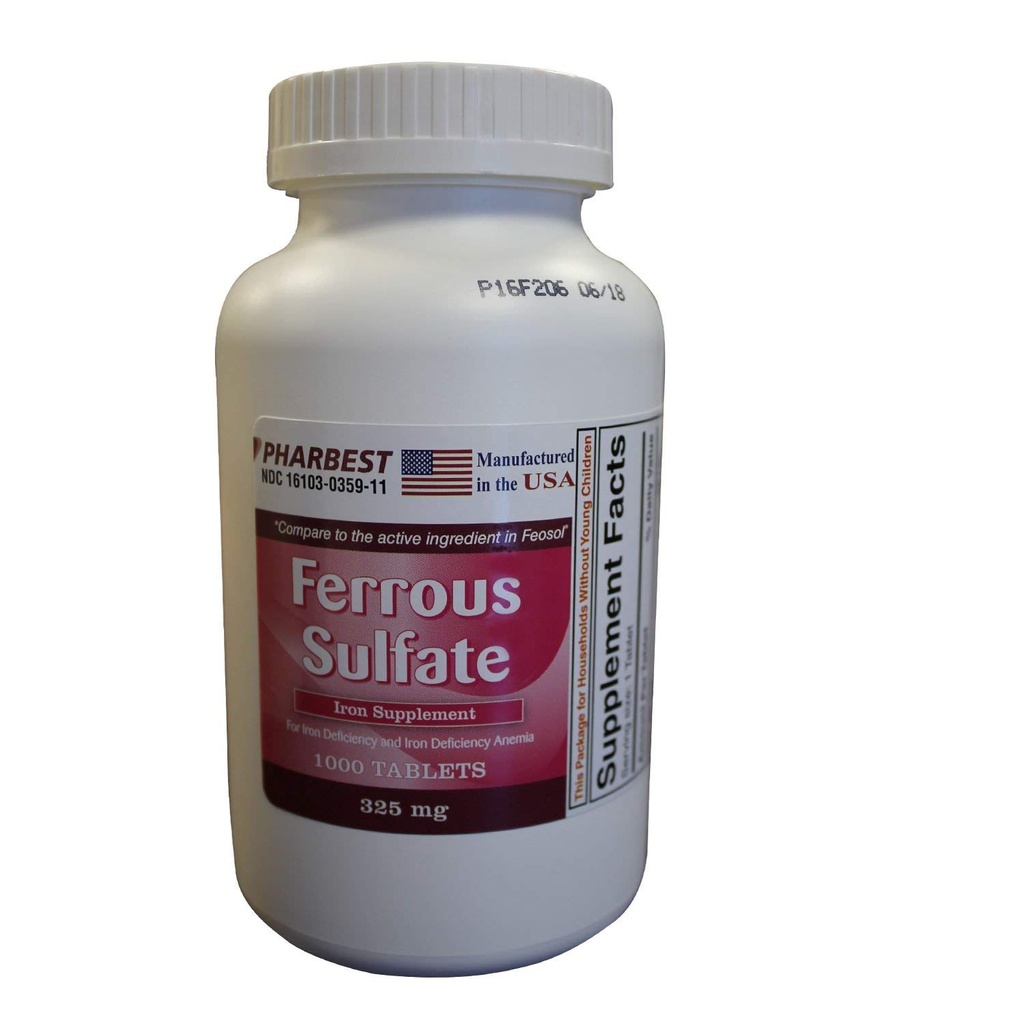 Železov sulfat 325 mg tablete, 1000