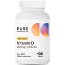 PureFormulas Vitamin D3 1.000 i.e. 25 μg - Premium Vitamin D dodatek za zdravo tvorbo kosti, zobje, kardiovaskularno zdravje in imunosupresivna podpora Non-GMO - 100 tablet