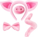 Spooktakularne kreacije Pink Pig Dalmatian kostum Garnitura z ušesi Nos rep in Bow Tie, dodatki za živali kostum za Unisex