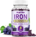 Železo Gumije za ženske in moške, Železo Gumije s folatom, Vitamin B12, Cink & D3 za izgradnjo krvi, Energy Boost, Imunska podpora in zdravje kosti, Nežna Absorpcija, Vegan, Grape Favour 60ct