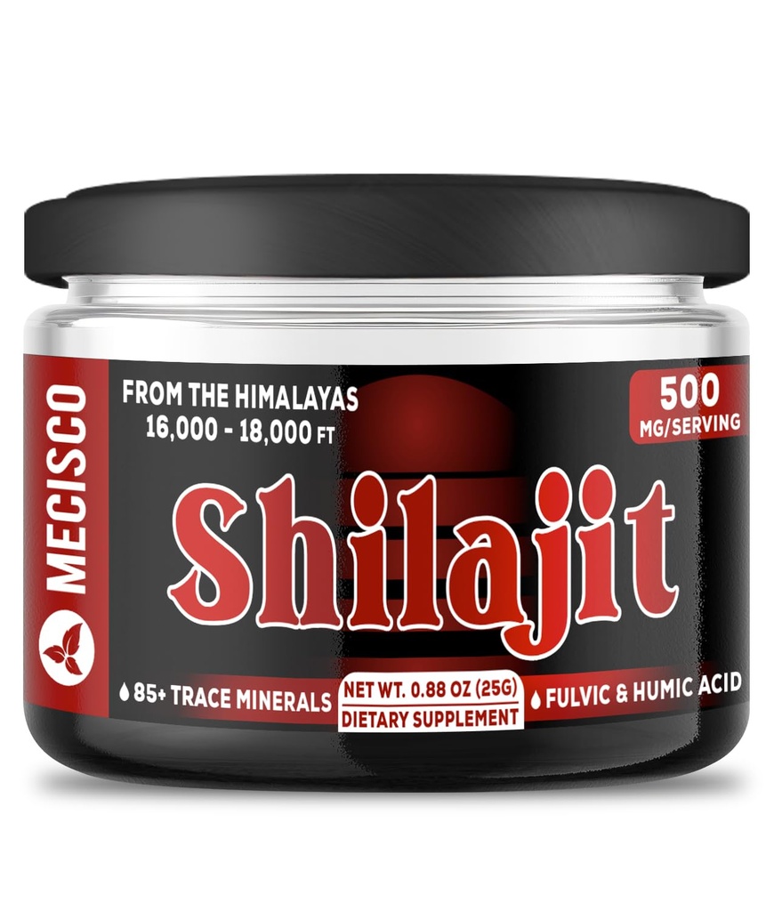 25g Shilajit Pure Himalaan Organic - Shilajit Resin vsebuje naravne Fulvic, humične kisline & 85+ Trace Minerals - Podpora za proizvodnjo energije, zdravje možganov, imunski sistem in ravnotežje telesa