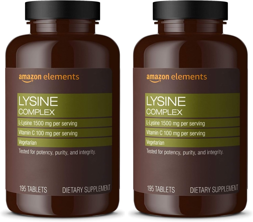 Elementi Lizin kompleks z vitaminom C za podporo imunskega zdravja, vegetarijanec, 65 Serving, 195 Število (Packaging May Vary) (Pack z 2)