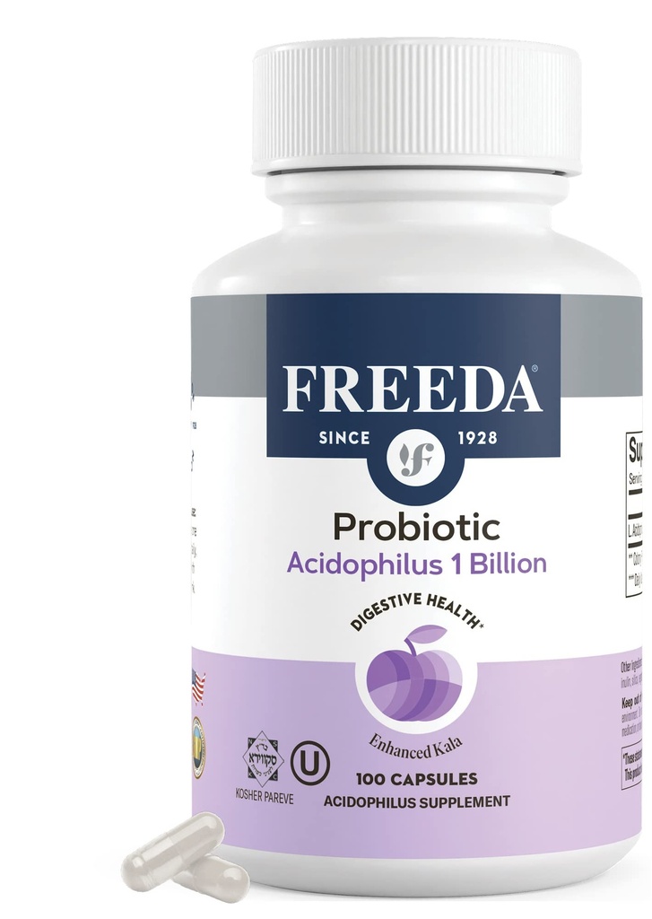 FreeDA Acidophilus Probiotic 1 milijarda CFU – Lactobacillus Acidophilus z organskim inulinom in modro agavo – digestivno zdravje, regularnost in imunološka podpora – Vegan, Košir, Ne-GMO (100 kapsul)