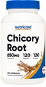 Nutricost Chicory Root 650mg na kapsulo - 120 na rastlinah temelječih kapsul, brez glutena
