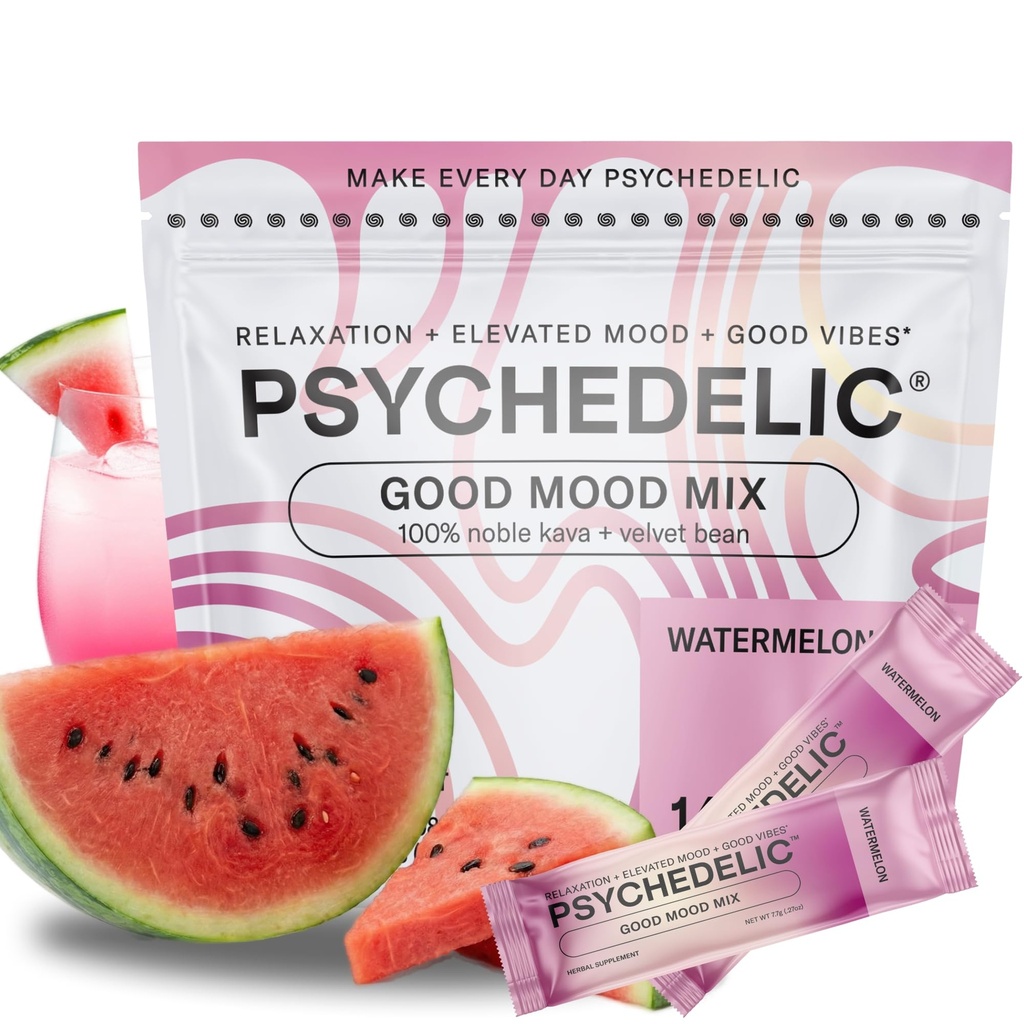 Miks dobrega razpoloženja - Watermelon - Packe v prahu - Mix za umirjanje Kava Drink Mix - Enostaven odprt enodelni serving - Okusen Kava prašek - Mucuna Pruriens - Stevia - Non Alcoholic Adaptogen Mocktails - 14 Stick
