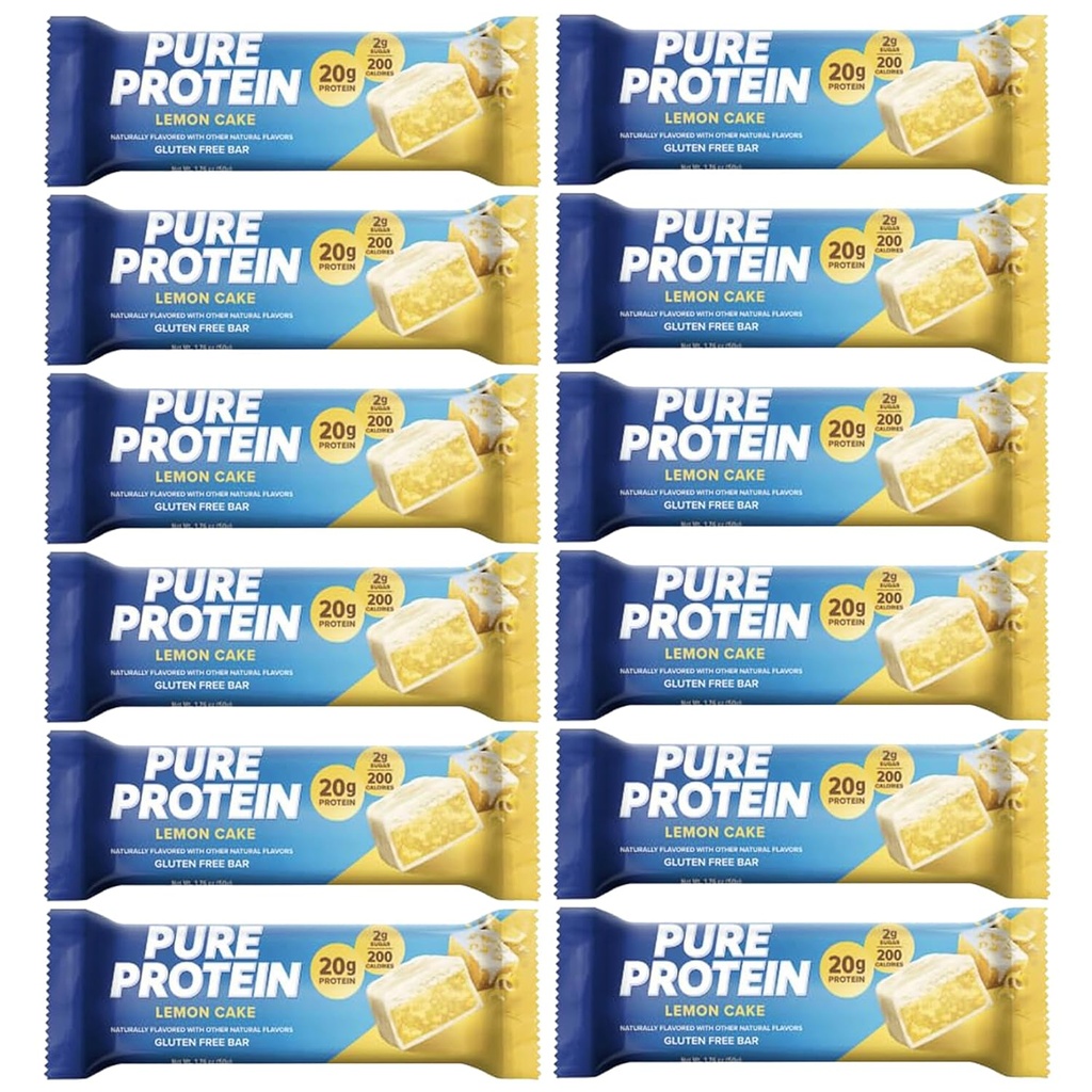 Čiste proteinske palice, visoke beljakovine, hranilni prigrizki za podporo energije, nizek sladkor, 1,75 oz 12 Count Lemon Torta