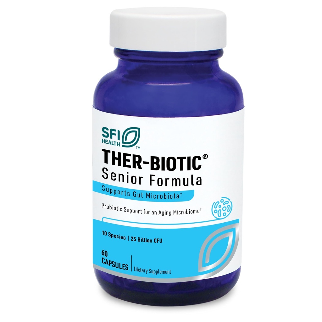 Klaire Labs SFI Health Ther-Biotic Probiotics for Seniors - Digestive & Immune Support for Senior Men & Women Over 60 - Bifidobacterium & Lactobacillus - Adult Probiotic - Dairy-Free (60 Capsules)