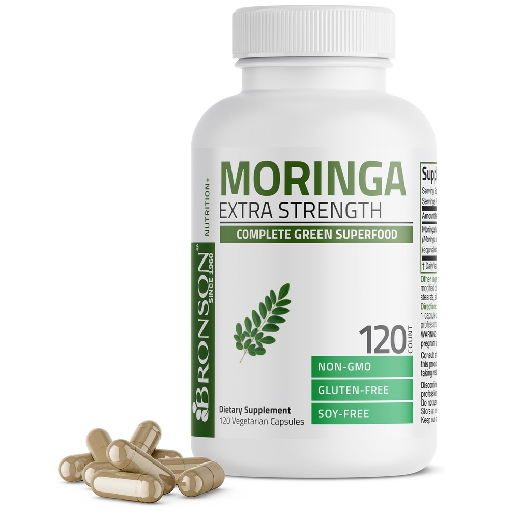 Bronson Moringa Dodatna jakost Kapsule Moringa Oleifera Prašek, 120 Štetje