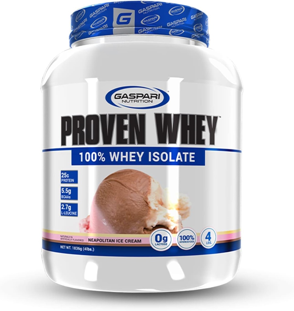Gaspari Nutrition Provans Whey, 100% hidroliziran izolat sirotke, visoke beljakovine, laktoza brez ogljikovih hidratov in nizkega sladkorja (4lb, neapeljski sladoled)