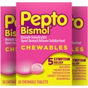 Pepto Bismol žvečljive tablete za slabost, zgago, prebavne motnje, razdražljivo želodec in diarejo, izvirna aroma, 90 skupaj (3 pakiranja po 30)