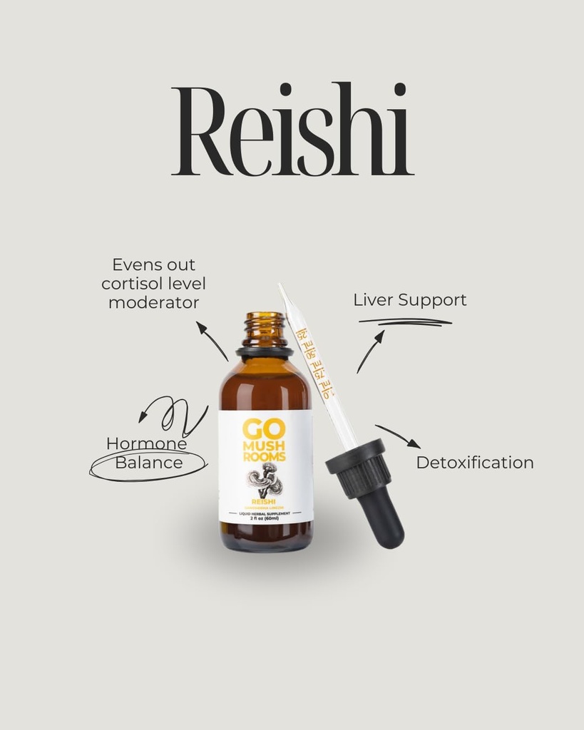 Reishi Gobe Tinkture dodatek - Dual Extracked Sadje telo za podporo počitek in sprostitev - 2 fl oz (60 strežbi)