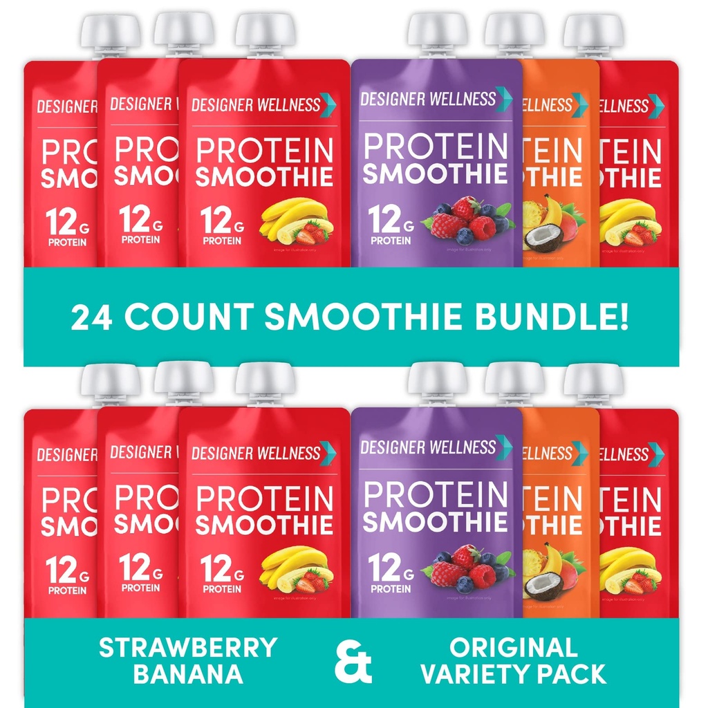 Oblikovalec Wellness Protein Smoothies Variety Pack in Jagoda Banana Bundele