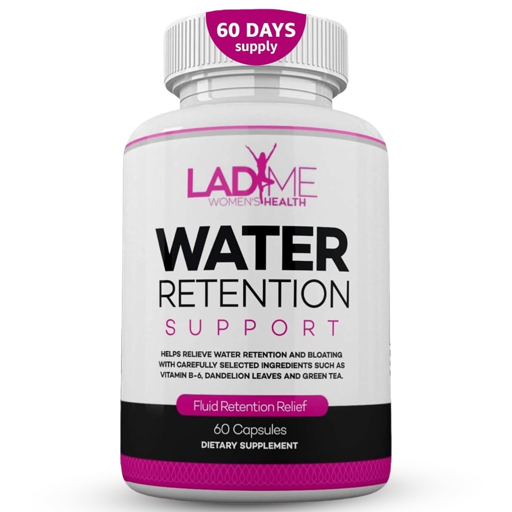 Tablete za zadrževanje vode za ženske Bloating Relief z vitaminom B6, Dandelion & Green Tea Natural Diuretic za drenažo vode, napenjanje in otekanje Detox kapsule - 60 Caps (2 mesecev dobave) - by LadyMe