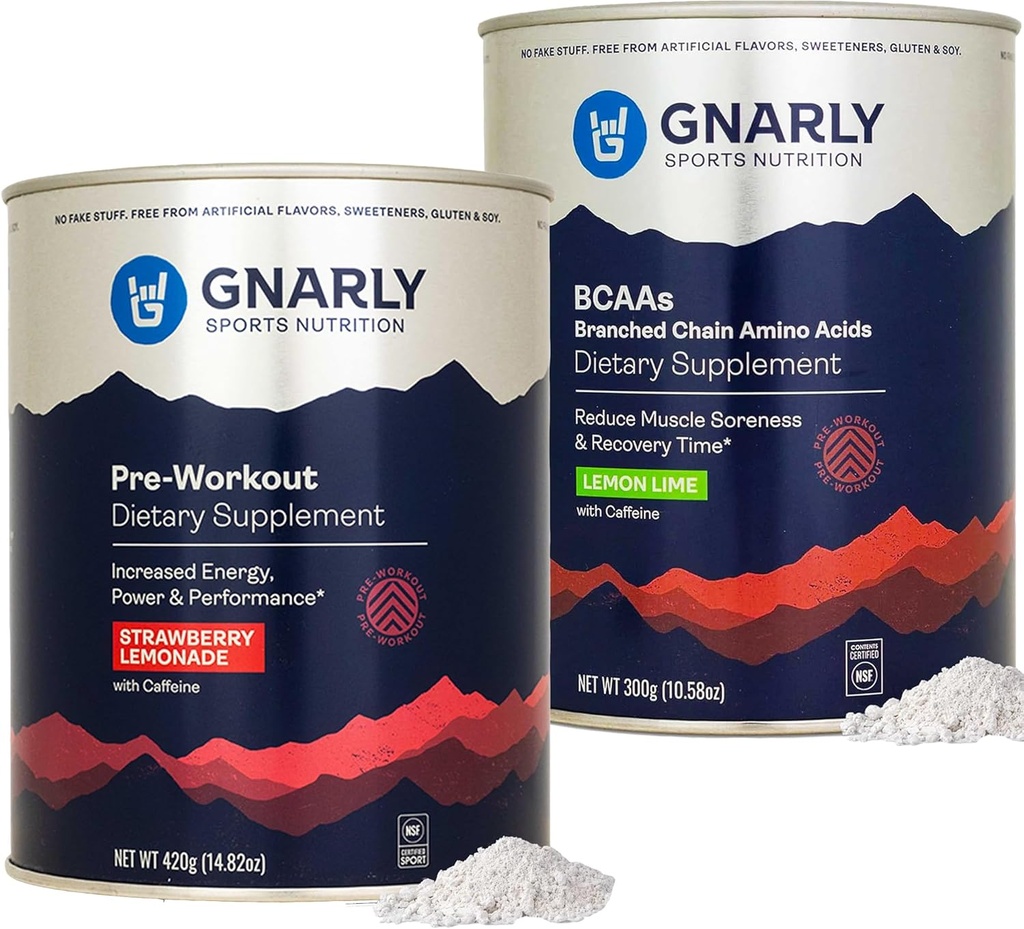 Gnarly Nutrition Gnarly Preworkout Jagodna limonada (14.82oz) BCAA limonina limona (10.58oz)