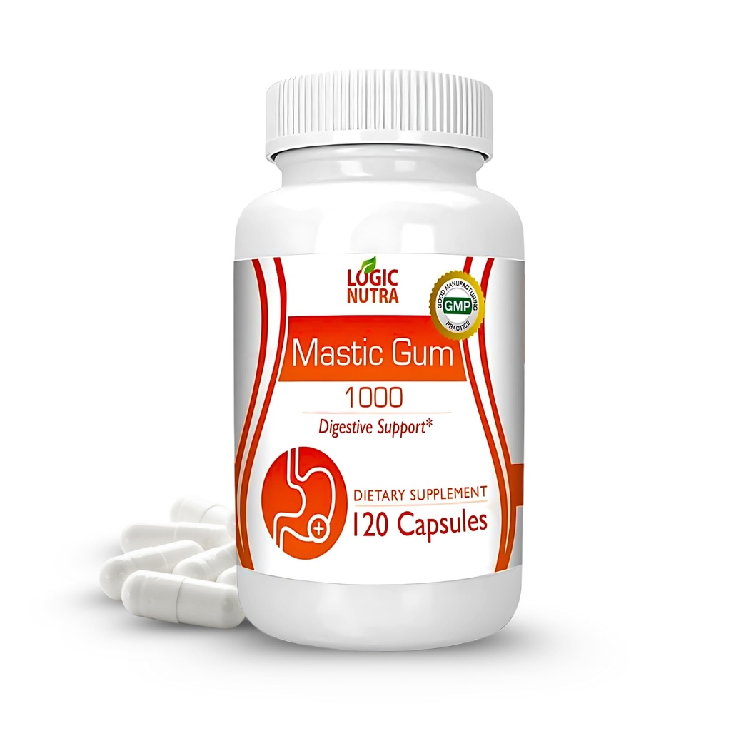 Premium mastične gumijaste kapsule - naravni gastrointestinalni dodatek, 1000mg na odmerek - 120 kapsul (1 steklenica)