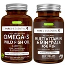 Visoka absorpcija Omega-3 Divje ribje olje + Metilirani moški multivitaminski paket, 1000mg EPA & DHA 180 Mehkužci + trajen release multivitaminski 180 tablete, ki jih Igennus
