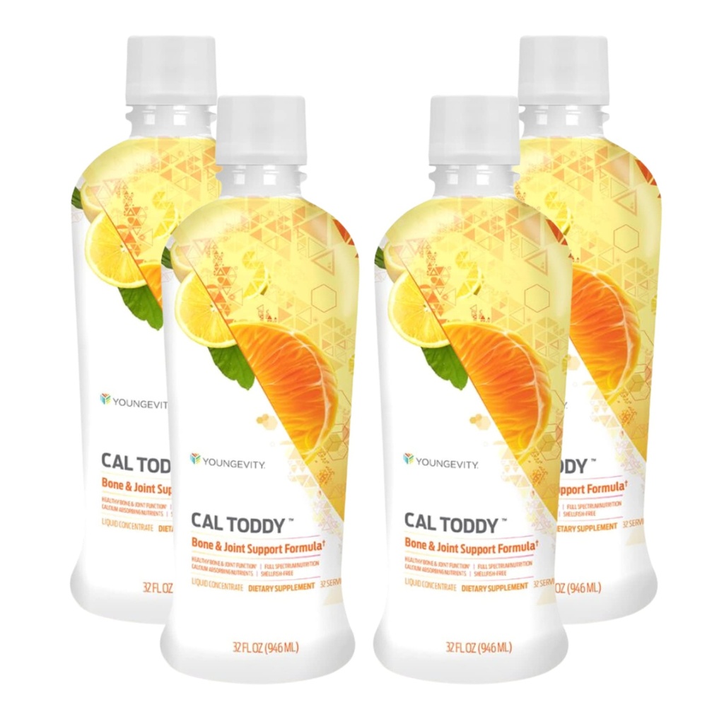 Youngevity CAL Toddy - Kalcij (Citrat, fosfat) Magnezij 1200mg/600mg - Vitamini D-3, cink, baker, kalij, bor in 70+ Trace Mineral Cofactors - 32 Fl Oz (Pack of 4)