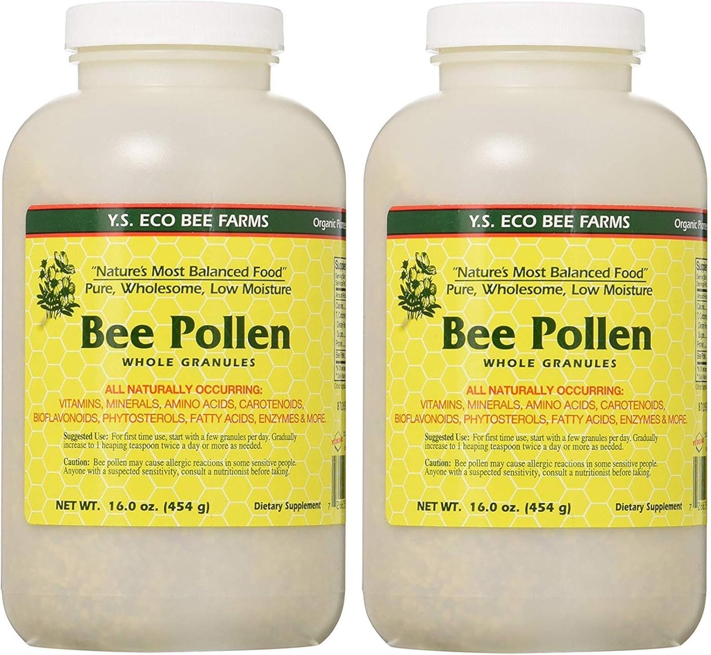 Bee Pollen - Nizka vlaga Cele Granulars YS Eco Bee Farms 16 oz Granular (2 paket)