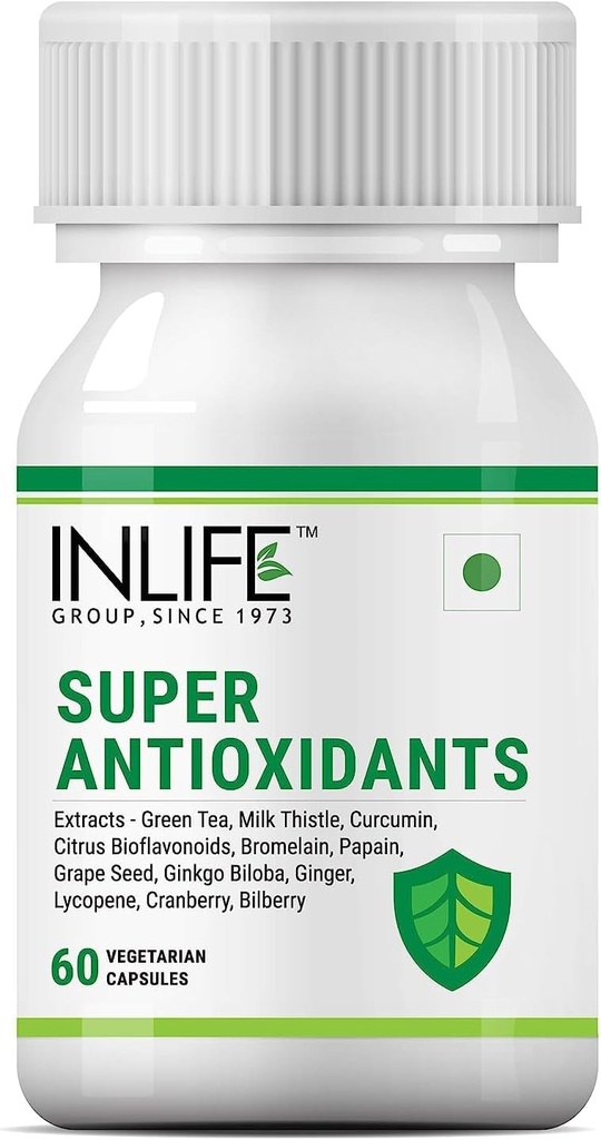 Sheltr Super antioksidant dodatek likopen, zeleni čaj, Mlečni osat, kurkumin, Grozdno seme, Ginkgo Biloba, Ginger, Cranberry, borovnica, Alpha lipoična kislina, Lutein, Zeaksantin - 60 kapsule (paket po 1)