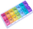 7 Day AM tablete Organizator, Moisture-Proof Design in velike dele za zadrževanje vitaminov,Ribje olje,Dodatki, Tedenske tablete Škatla / zadeve, Dnevna medicina Dispenser (14 Compartments No Alarm)
