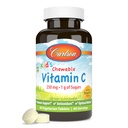 Carlson - otroški žvečljivi vitamin C, 250 mg, 1 g sladkorjev, Imunska podpora in Optimalna Wellness, Antioksidant, Tangerin, 60 vegetarijanske tablete