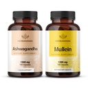HERBAMA Ashwagandha in Mullein Kit - paket 1500 mg Ashwagandha Root & 1200 mg Mullein Listne kapsule 100 kapsul - Vegan, ne-GMO, sladkor in alkohol brez - 2 pakiranji