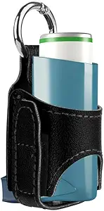 2pcs Prenosni Astma Inhaler imetnik,Lightweight PU usnje Zaščitni potovalni Astma Inhaler Primer za odrasle in otroke, Holder samo (črna)