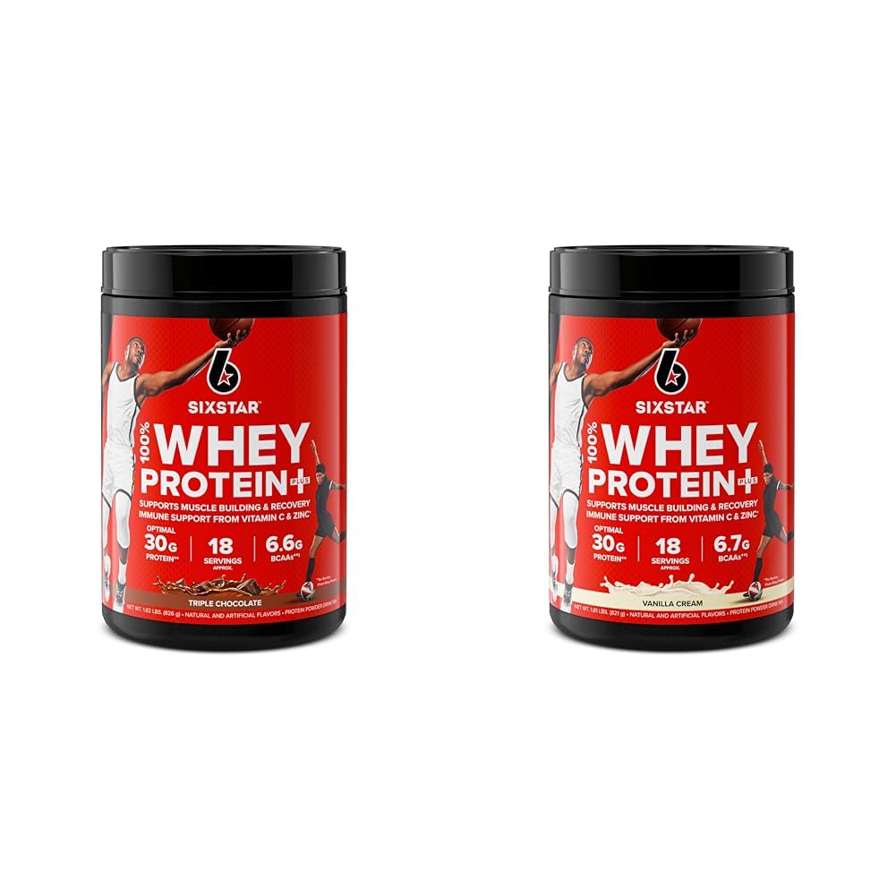 Six Star Elite Series 100% Whey Protein Plus Trojna čokolada 1,8 kg US & Elite Series 100% Whey Protein Plus Vanilla Cream 1,8 kg US