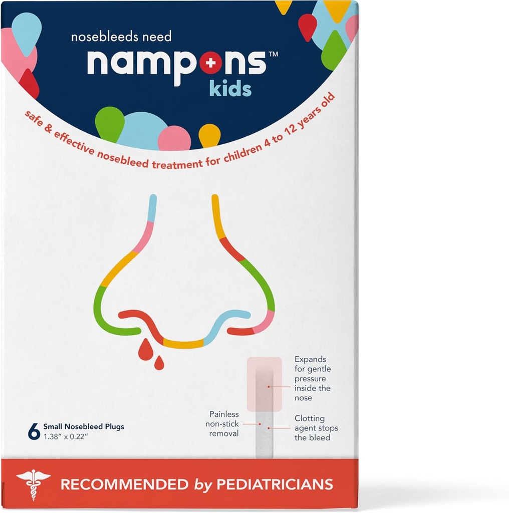 Nampons Otroci Nosebleed Stoppers - 6 Enostavno za uporabo Nose krvavitev Stopper Plugs Kit za otroke. Zaupajo mu pediatri. Hypoallergenic Clotting agent ustavi nosne krvavitve hitro na stiku. Varno in brez bolečin