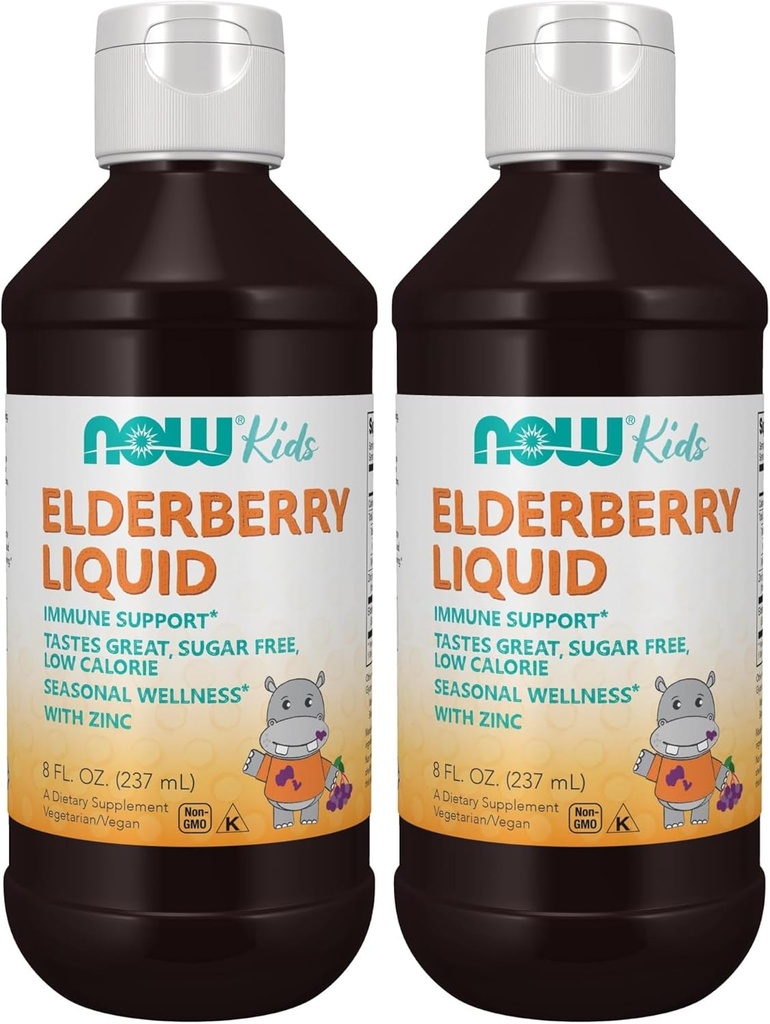 Zdaj dopolnila, Liquid Elderberry za otroke z cinkom in Astragalus, Imunska podpora*, 8-Ounce, pakiranje maj Vary (Pack z 2)