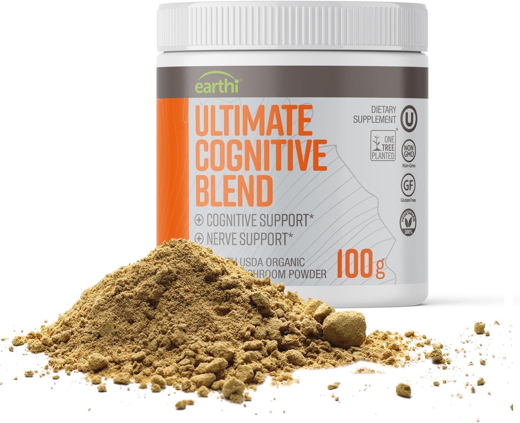 Ultimate Gobe dopolnilo, Ekološki lev Mane Powder za kognitivne funkcije, Mood, Imunske in Wellness podporo, brez arome in brez vonja, 100g