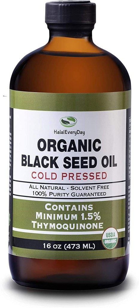 Ekološko olje črnega semena - USDA Certified Hladno stisnjena steklena steklenica več kot 1,5% Thymokinon 3X jakost turška črna kumina Nigella Sativa non-GMO 100% čisto črno olje (32oz steklo (2X16) steklenica)
