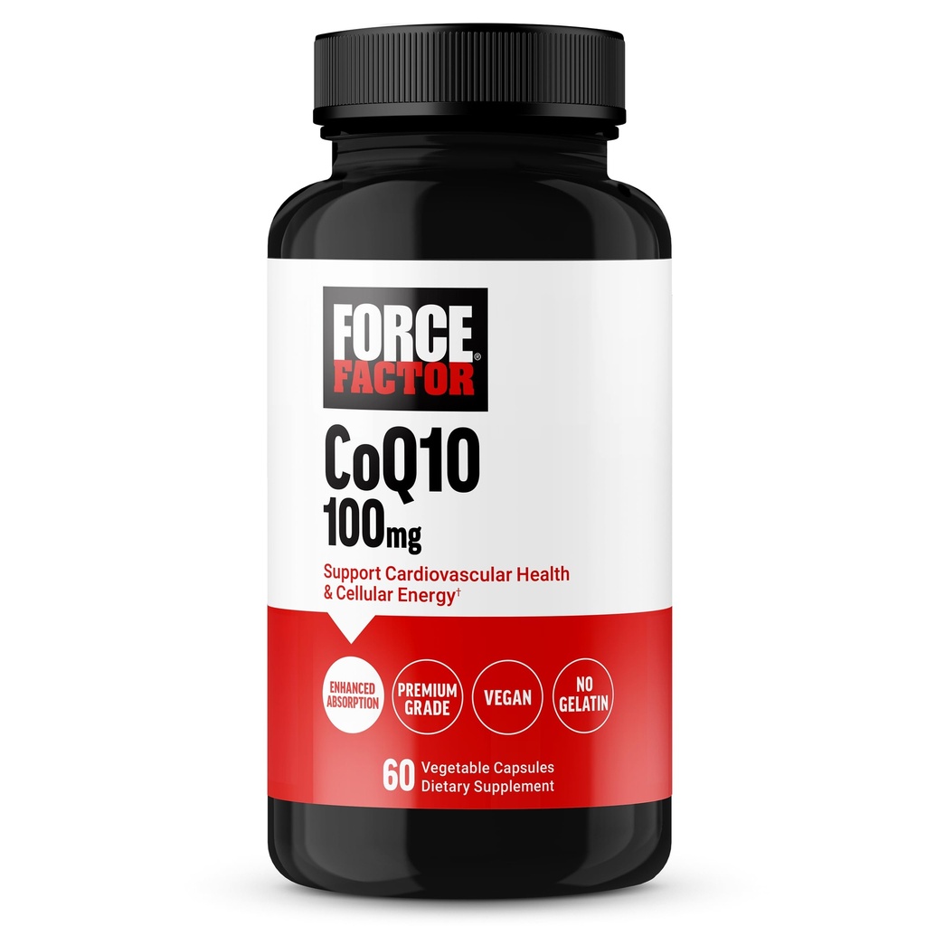 Force Factor CoQ10 100mg, Koencim Q10 Heart Health dodatek z izboljšano absorpcijo, Premium stopnje Coq 10, Vegan, Dairy Free, Gluten prost, in ne-GMO, 60 Zelenjavne kapsule